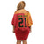 Queensland Papua New Guinea Custom Off Shoulder Short Dress All Red Pacific PNG Tribal Style