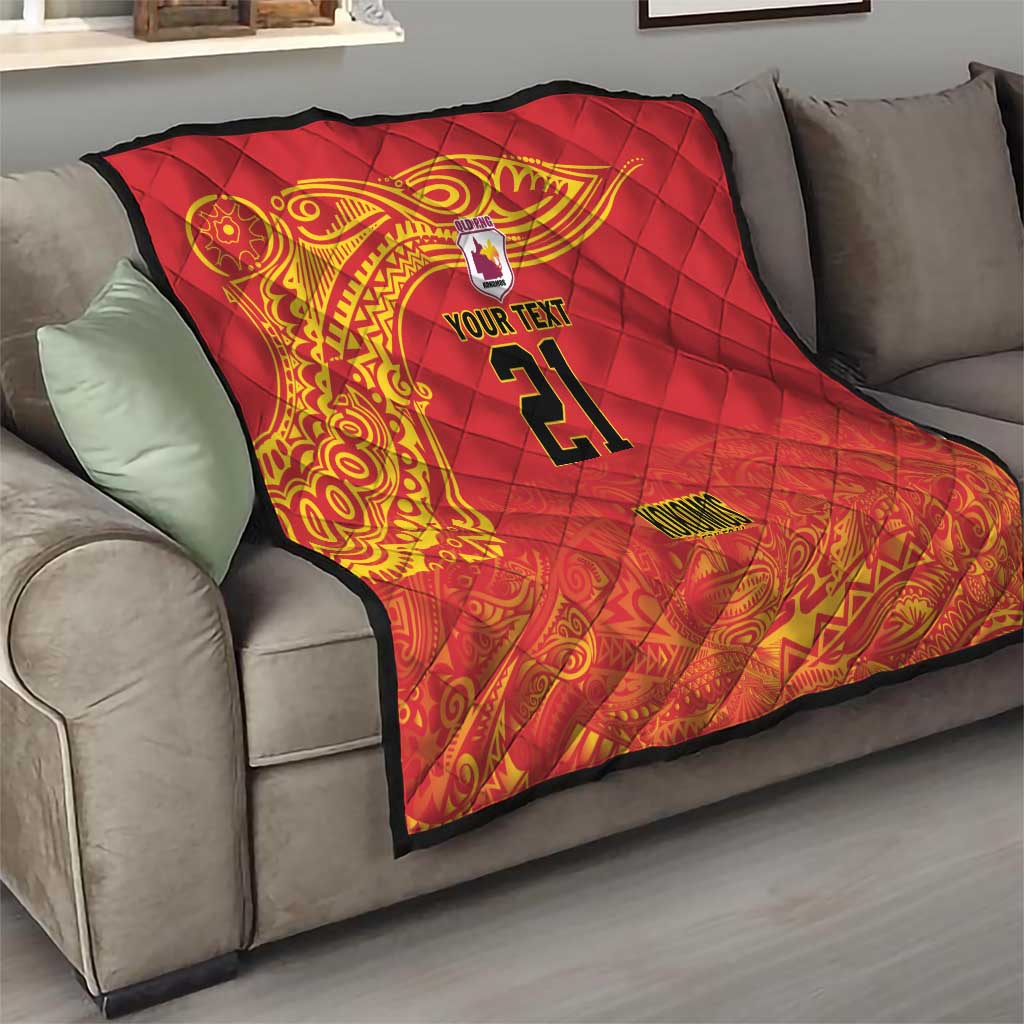 Queensland Papua New Guinea Custom Quilt All Red Pacific PNG Tribal Style