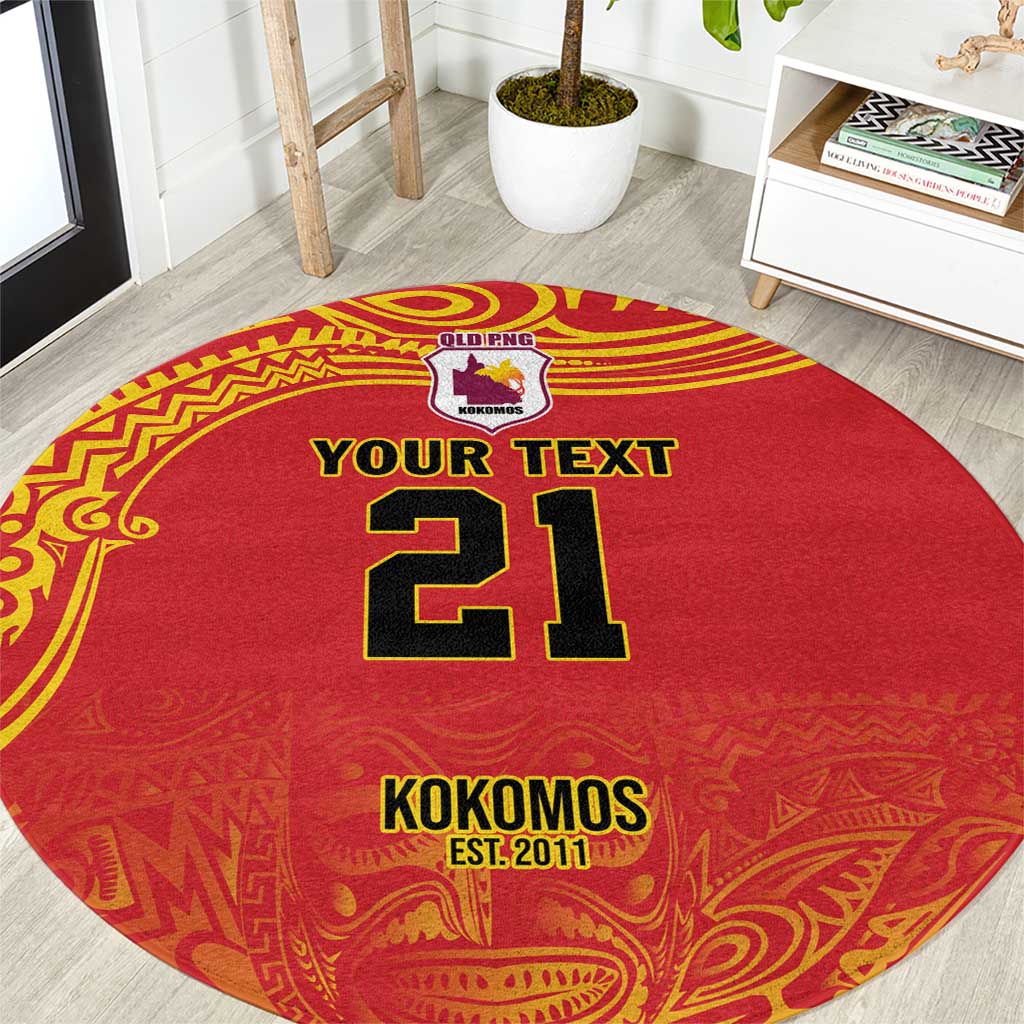 Queensland Papua New Guinea Custom Round Carpet All Red Pacific PNG Tribal Style LT9 Red - Polynesian Pride