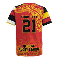 Queensland Papua New Guinea Custom Rugby Jersey All Red Pacific PNG Tribal Style