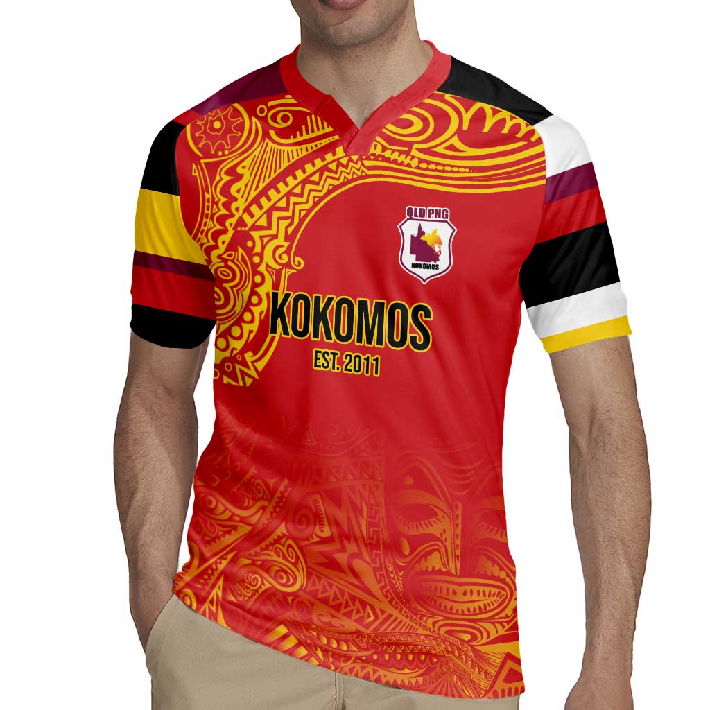 Queensland Papua New Guinea Custom Rugby Jersey All Red Pacific PNG Tribal Style