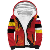 Queensland Papua New Guinea Custom Sherpa Hoodie All Red Pacific PNG Tribal Style