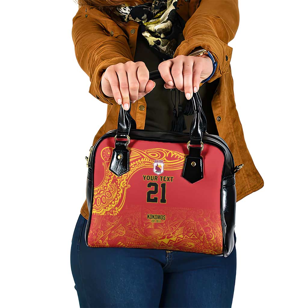 Queensland Papua New Guinea Custom Shoulder Handbag All Red Pacific PNG Tribal Style LT9 One Size Red - Polynesian Pride