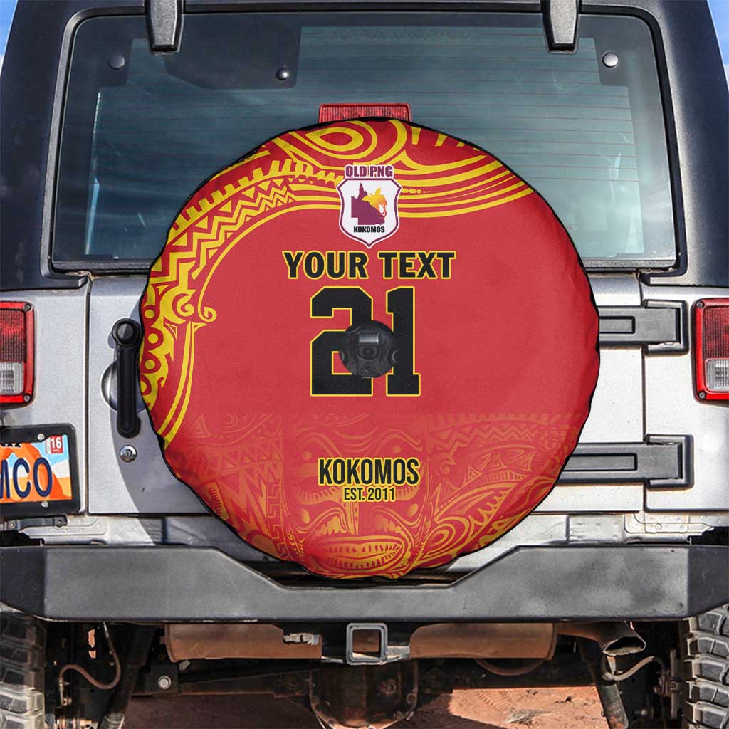 Queensland Papua New Guinea Custom Spare Tire Cover All Red Pacific PNG Tribal Style LT9 Red - Polynesian Pride