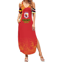 Queensland Papua New Guinea Custom Summer Maxi Dress All Red Pacific PNG Tribal Style