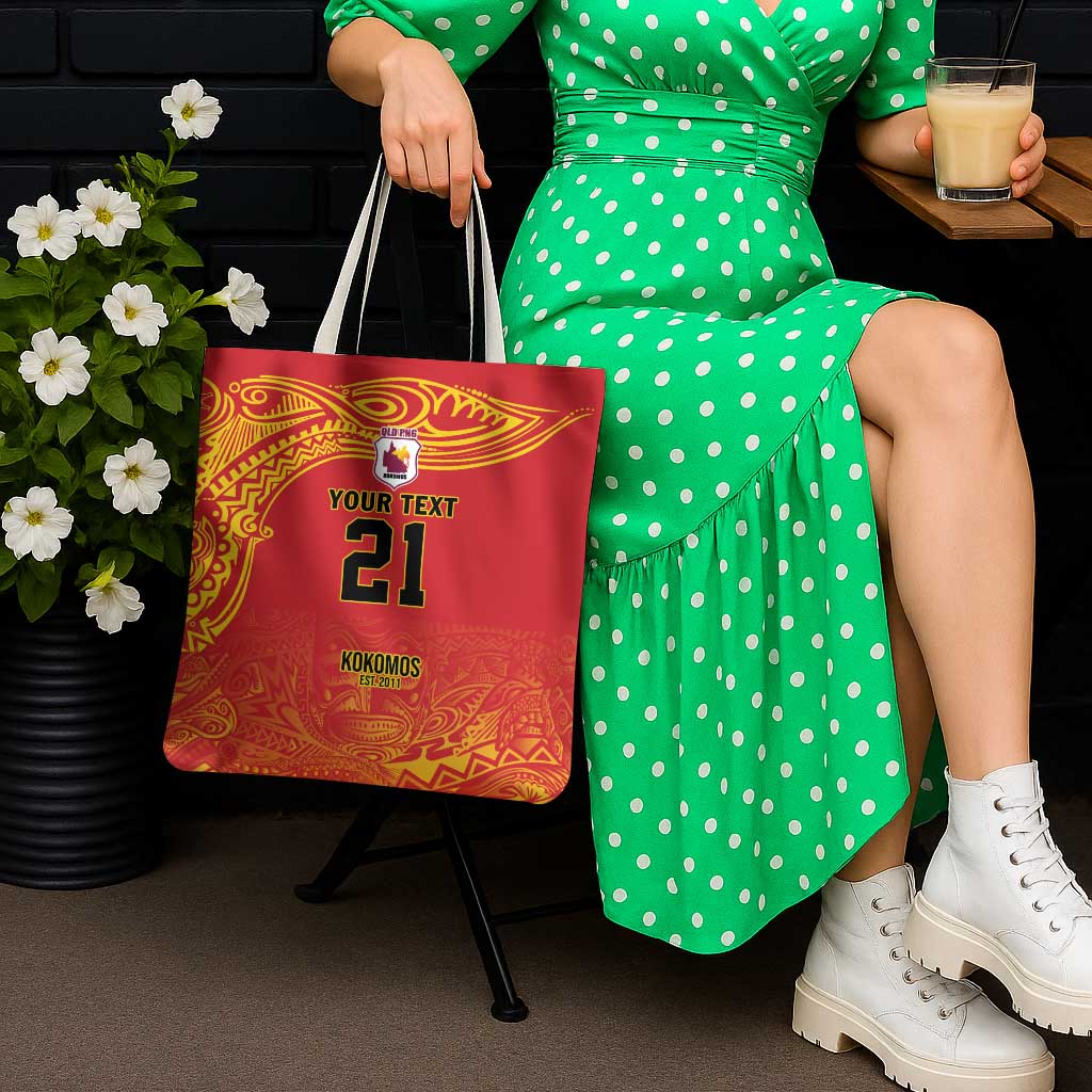 Queensland Papua New Guinea Custom Tote Bag All Red Pacific PNG Tribal Style - Polynesian Pride