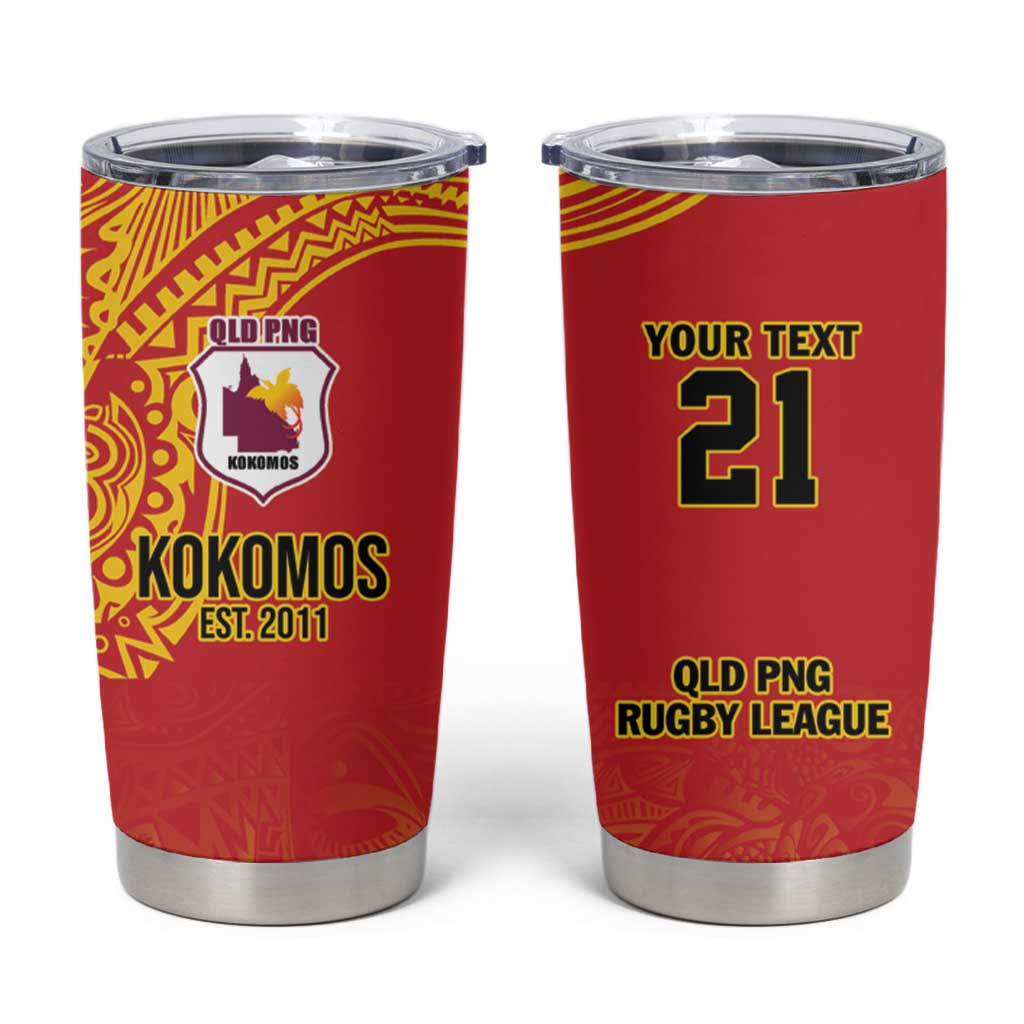 Queensland Papua New Guinea Custom Tumbler Cup All Red Pacific PNG Tribal Style