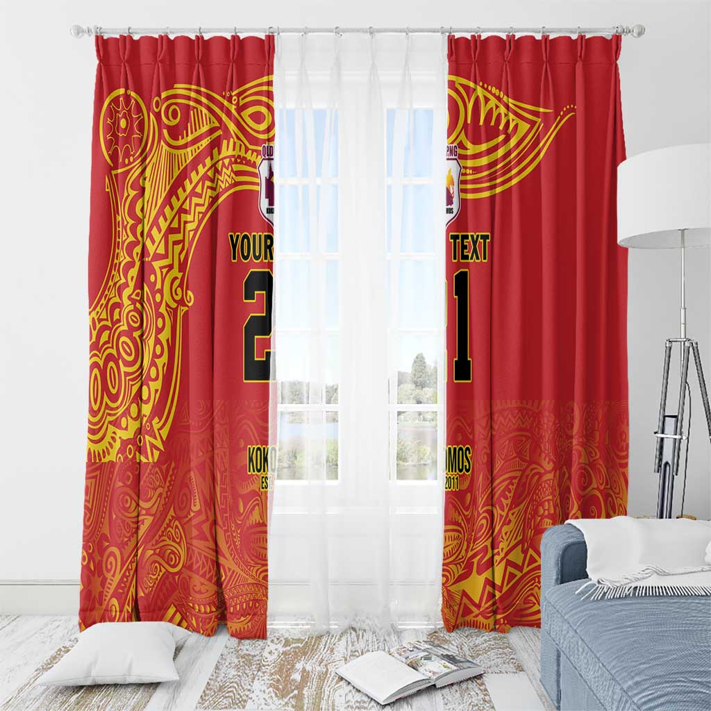 Queensland Papua New Guinea Custom Window Curtain All Red Pacific PNG Tribal Style