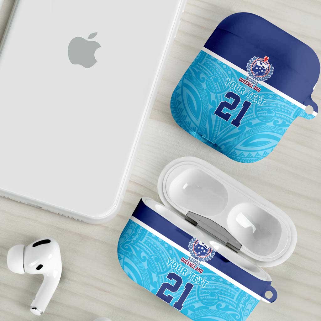 Queensland Samoa Custom AirPods Case Blue Pacific Polynesian Tribal Pattern - Polynesian Pride