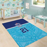 Queensland Samoa Custom Area Rug Blue Pacific Polynesian Tribal Pattern