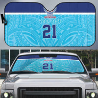 Queensland Samoa Custom Auto Sun Shade Blue Pacific Polynesian Tribal Pattern - Polynesian Pride