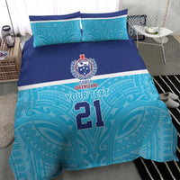 Queensland Samoa Custom Bedding Set Blue Pacific Polynesian Tribal Pattern