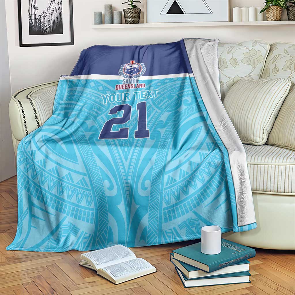 Queensland Samoa Custom Blanket Blue Pacific Polynesian Tribal Pattern LT9 Blue - Polynesian Pride
