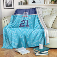 Queensland Samoa Custom Blanket Blue Pacific Polynesian Tribal Pattern