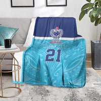 Queensland Samoa Custom Blanket Blue Pacific Polynesian Tribal Pattern