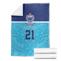 Queensland Samoa Custom Blanket Blue Pacific Polynesian Tribal Pattern