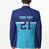 Queensland Samoa Custom Blazer Blue Pacific Polynesian Tribal Pattern - Polynesian Pride