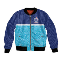 Queensland Samoa Custom Bomber Jacket Blue Pacific Polynesian Tribal Pattern LT9 Unisex Blue - Polynesian Pride