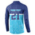 Queensland Samoa Custom Button Sweatshirt Blue Pacific Polynesian Tribal Pattern