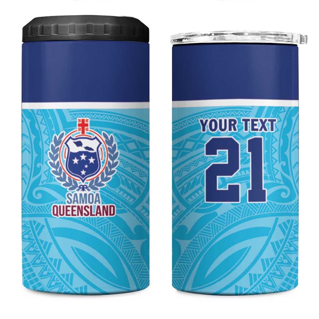 Queensland Samoa Custom 4 in 1 Can Cooler Tumbler Blue Pacific Polynesian Tribal Pattern LT9 One Size: 16 oz Blue - Polynesian Pride