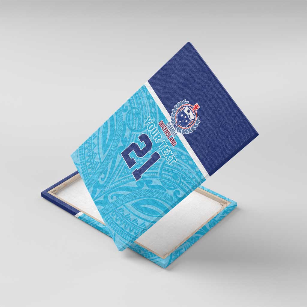 Queensland Samoa Custom Canvas Wall Art Blue Pacific Polynesian Tribal Pattern