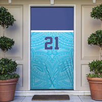 Queensland Samoa Custom Door Cover Blue Pacific Polynesian Tribal Pattern - Polynesian Pride