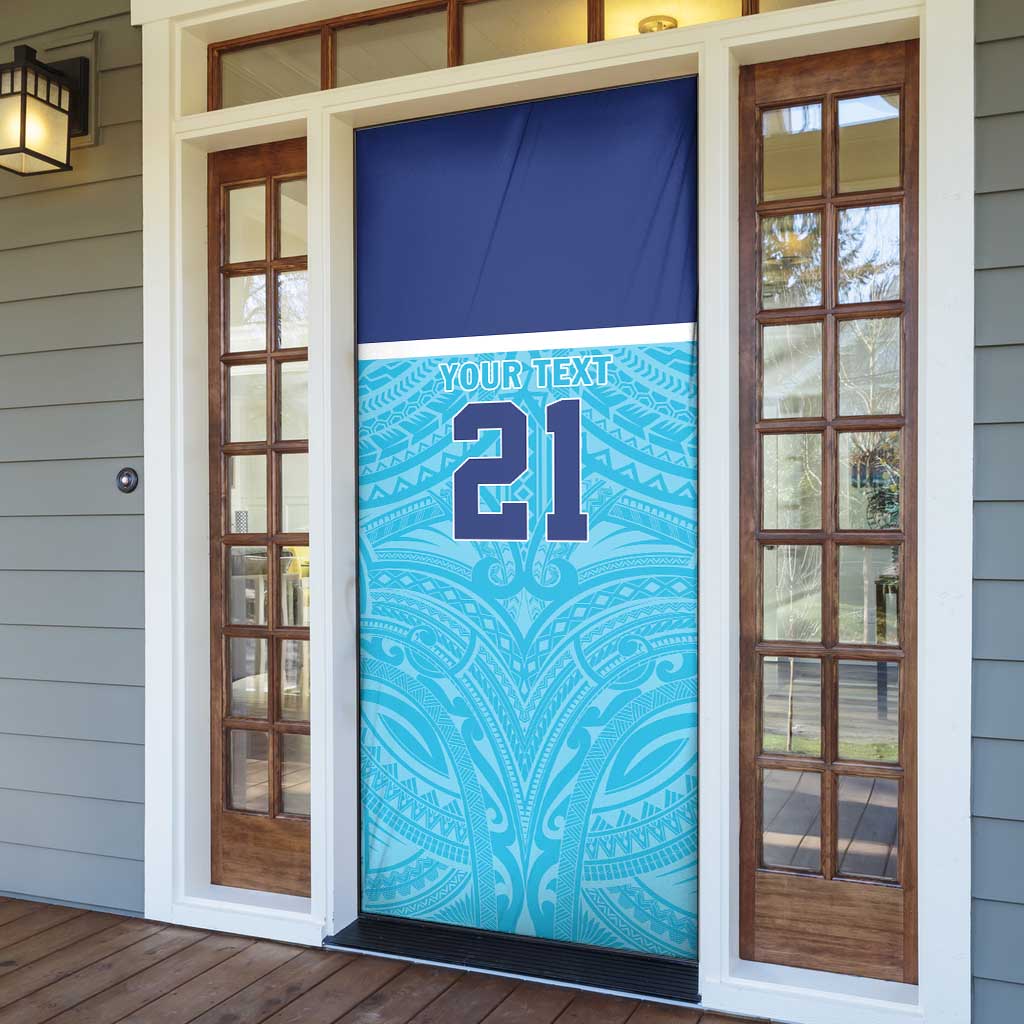 Queensland Samoa Custom Door Cover Blue Pacific Polynesian Tribal Pattern - Polynesian Pride
