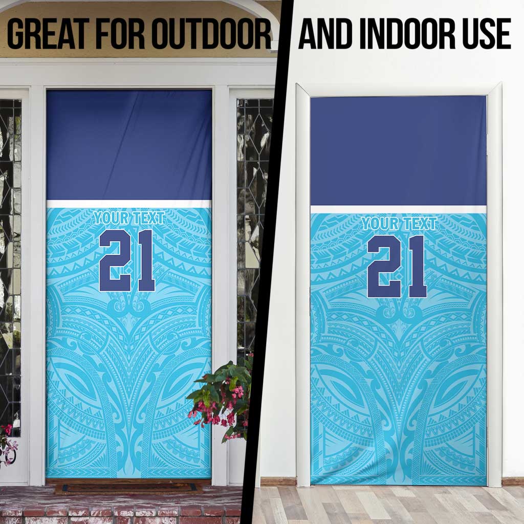 Queensland Samoa Custom Door Cover Blue Pacific Polynesian Tribal Pattern - Polynesian Pride