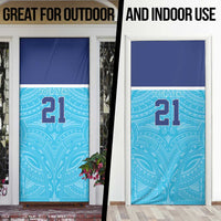 Queensland Samoa Custom Door Cover Blue Pacific Polynesian Tribal Pattern - Polynesian Pride