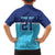 Queensland Samoa Custom Family Matching Long Sleeve Bodycon Dress and Hawaiian Shirt Blue Pacific Polynesian Tribal Pattern