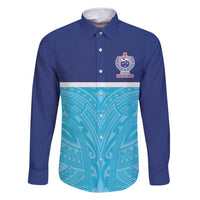 Queensland Samoa Custom Family Matching Long Sleeve Bodycon Dress and Hawaiian Shirt Blue Pacific Polynesian Tribal Pattern