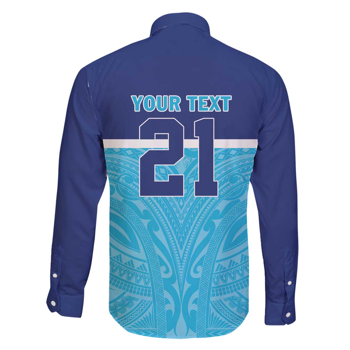 Queensland Samoa Custom Family Matching Off The Shoulder Long Sleeve Dress and Hawaiian Shirt Blue Pacific Polynesian Tribal Pattern