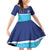 Queensland Samoa Custom Family Matching Off Shoulder Short Dress and Hawaiian Shirt Blue Pacific Polynesian Tribal Pattern