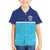 Queensland Samoa Custom Family Matching Off Shoulder Short Dress and Hawaiian Shirt Blue Pacific Polynesian Tribal Pattern