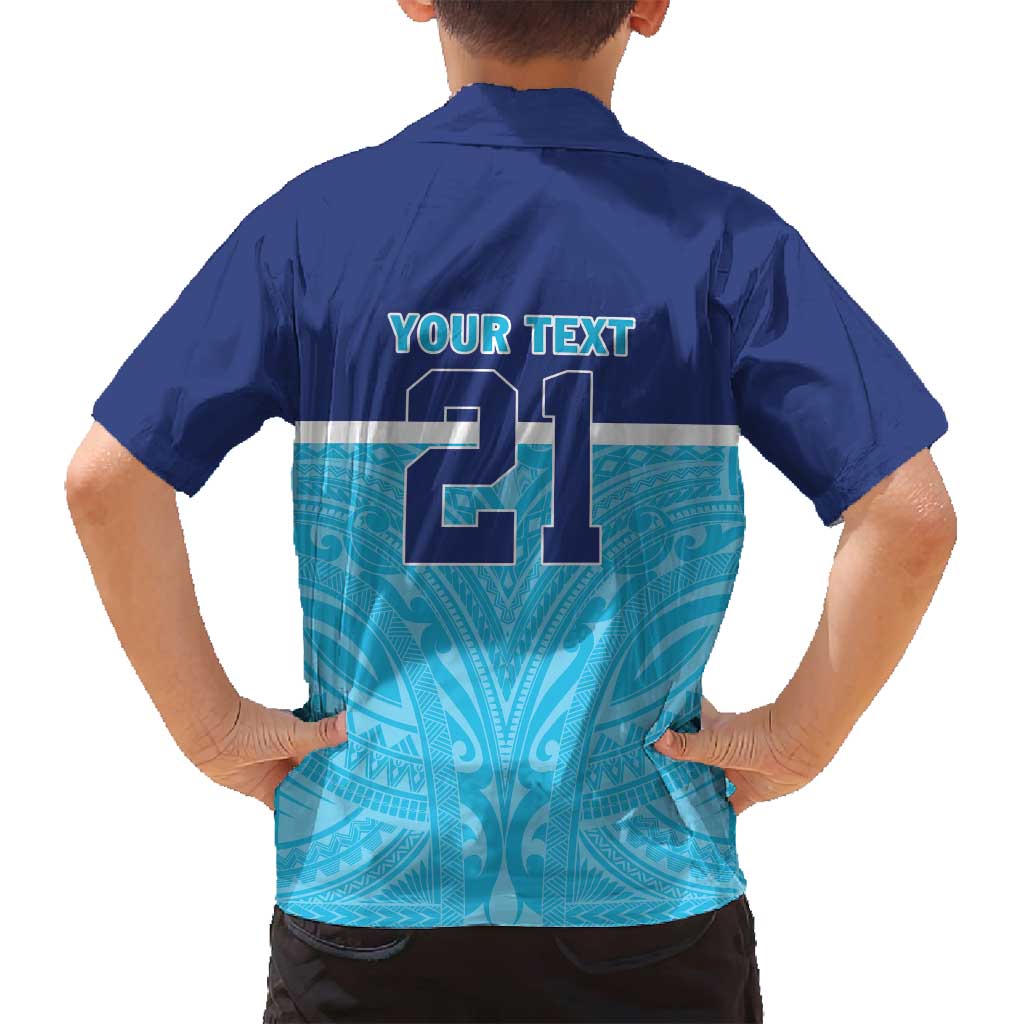 Queensland Samoa Custom Family Matching Tank Maxi Dress and Hawaiian Shirt Blue Pacific Polynesian Tribal Pattern