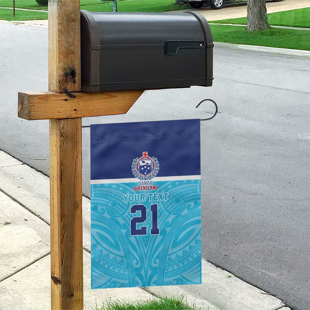 Queensland Samoa Custom Garden Flag Blue Pacific Polynesian Tribal Pattern