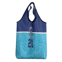 Queensland Samoa Custom Grocery Bag Blue Pacific Polynesian Tribal Pattern