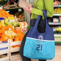 Queensland Samoa Custom Grocery Bag Blue Pacific Polynesian Tribal Pattern