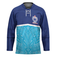 Queensland Samoa Custom Hockey Jersey Blue Pacific Polynesian Tribal Pattern - Polynesian Pride