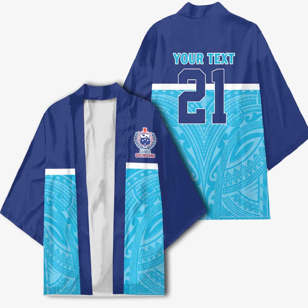 Queensland Samoa Custom Kimono Blue Pacific Polynesian Tribal Pattern - Polynesian Pride