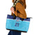 Queensland Samoa Custom Leather Tote Bag Blue Pacific Polynesian Tribal Pattern