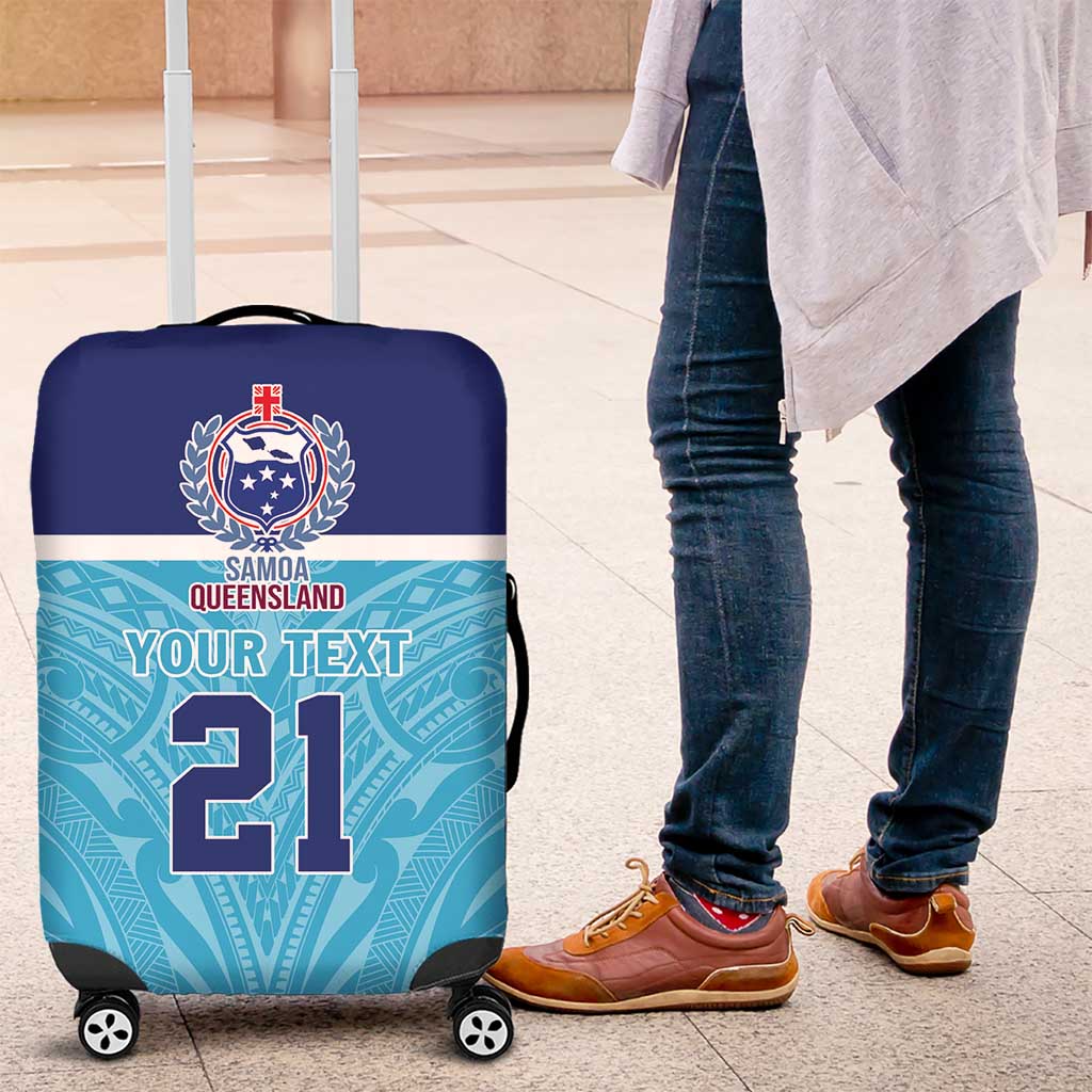 Queensland Samoa Custom Luggage Cover Blue Pacific Polynesian Tribal Pattern LT9 Blue - Polynesian Pride