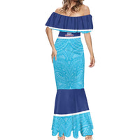 Queensland Samoa Custom Mermaid Dress Blue Pacific Polynesian Tribal Pattern