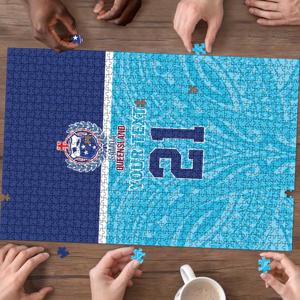 Queensland Samoa Custom Puzzle Blue Pacific Polynesian Tribal Pattern - Polynesian Pride