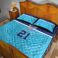 Queensland Samoa Custom Quilt Bed Set Blue Pacific Polynesian Tribal Pattern