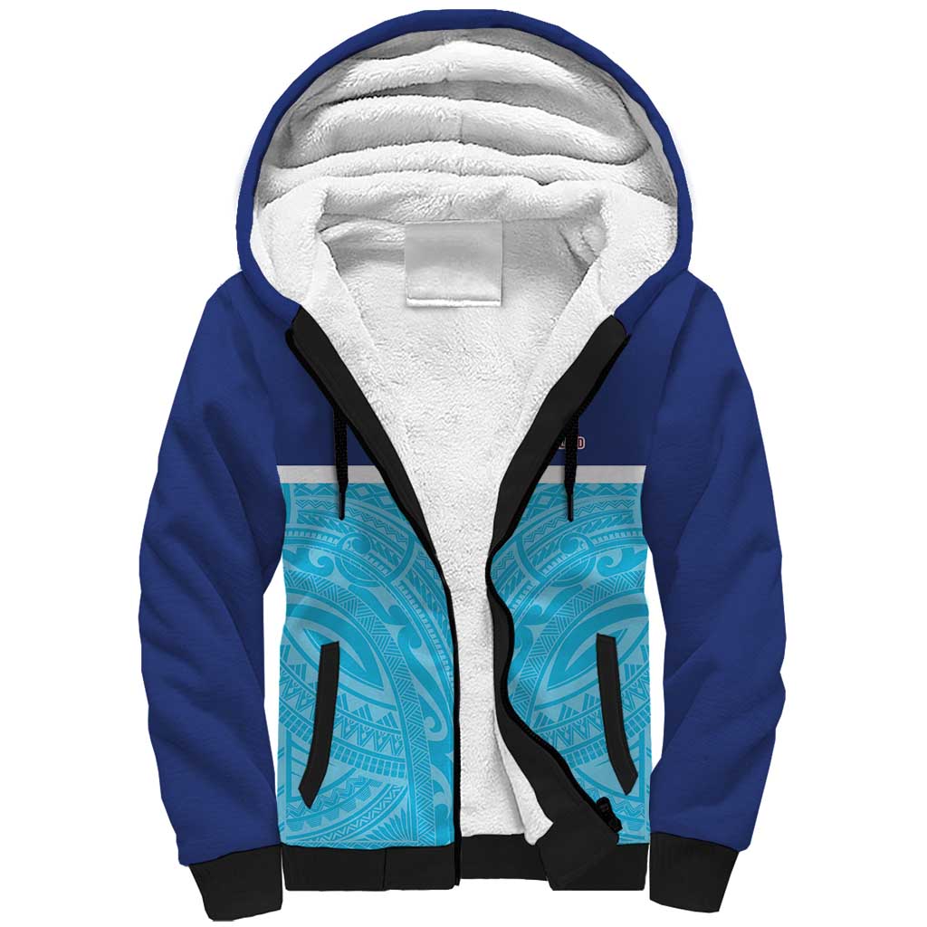 Queensland Samoa Custom Sherpa Hoodie Blue Pacific Polynesian Tribal Pattern LT9 Unisex Blue - Polynesian Pride