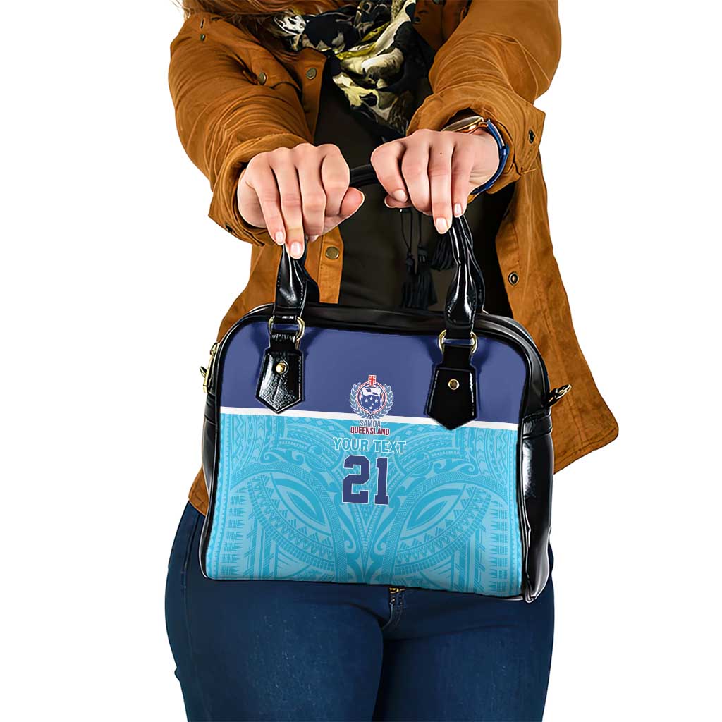 Queensland Samoa Custom Shoulder Handbag Blue Pacific Polynesian Tribal Pattern LT9 One Size Blue - Polynesian Pride