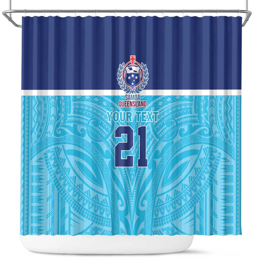Queensland Samoa Custom Shower Curtain Blue Pacific Polynesian Tribal Pattern LT9 Blue - Polynesian Pride