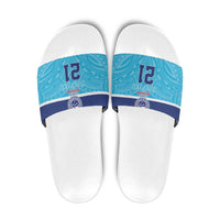 Queensland Samoa Custom Slide Sandals Blue Pacific Polynesian Tribal Pattern - Polynesian Pride