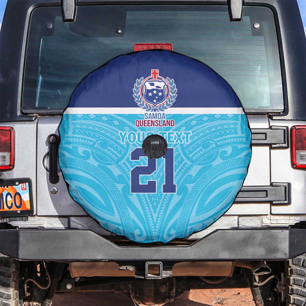 Queensland Samoa Custom Spare Tire Cover Blue Pacific Polynesian Tribal Pattern LT9 Blue - Polynesian Pride